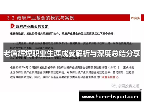 老詹辉煌职业生涯成就解析与深度总结分享